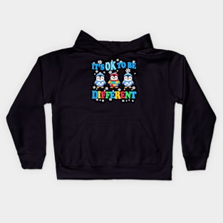 It's Ok To Be Different Autism Awareness Penguins Kids Hoodie